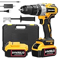 Electric Drill Household 120Nm Multifuctional 21V Electric Drill 2 Speed Control 3 Working Modes Stepless Speed Regulation Rotation Ways Adjustment 20 Gears of Torques Adjustable Lithium Screw.