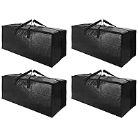 4 Pack Heavy Duty Extra Large Moving Bags with Backpack Straps - Strong Handles & Zippers, Storage Totes For Space Saving, Fold Flat, Alternative to Moving Box (Set of 4, Black)