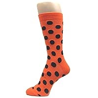 Men's Polka Dots Dress Socks,Orange/Black