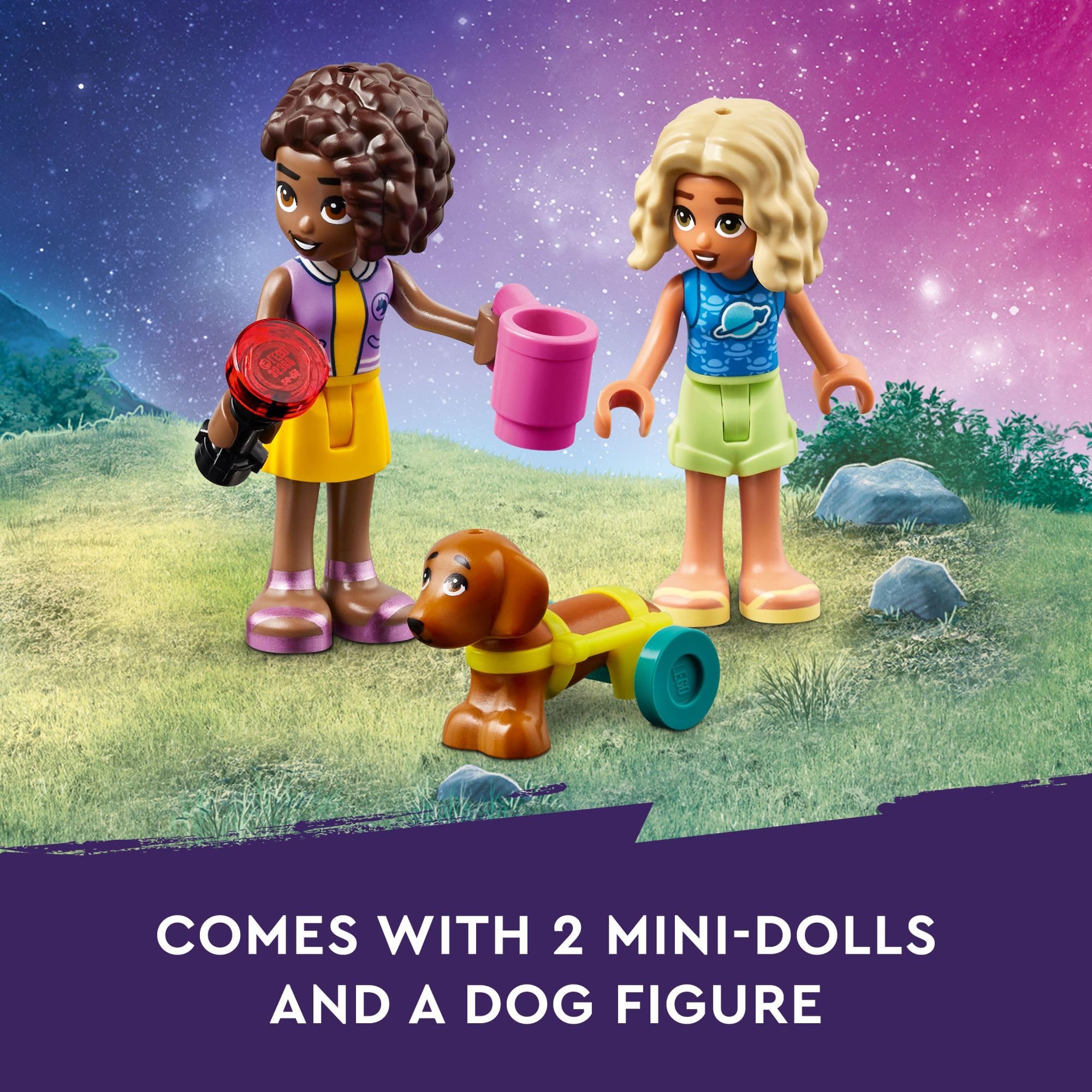 LEGO Friends Stargazing Camping Vehicle Adventure Toy, Includes 2 Mini-Dolls, Camping Trailer, Telescope Toy, and a Dog Figure, Science Toy Gift Idea for Girls, Boys and Kids Ages 7 and Up, 42603