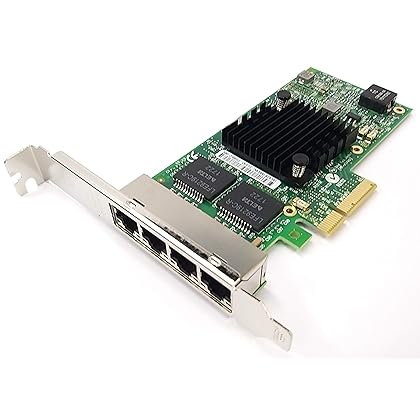 HINYSENO 4 Port RJ-45 10/100/1000Mbps PCI-Express x 4 Gigabit Ethernet Server Adapter 4 Port Network Interface Controller Card for I350AM4 Chipset, Compare to Intel I350-T4