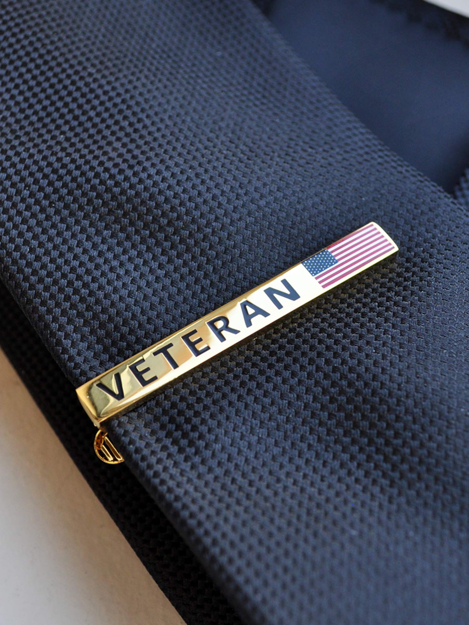 PinMart Veteran Military American Flag Tie Clip Tie Bar Gift for Him