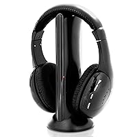 Pyle Stereo Wireless Over Ear Headphones-Hi-fi Headphone Professional Black Monitor Headset with 30m Range,Noise Isolation Padding,Microphone-TV,Computer,Gaming Console iPod Phone-Pyle Home PHPW5