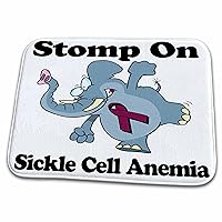 3dRose Elephant Stomp On Sickle Cell Anemia Awareness Ribbon... - Dish Drying Mats (ddm-114638-1)