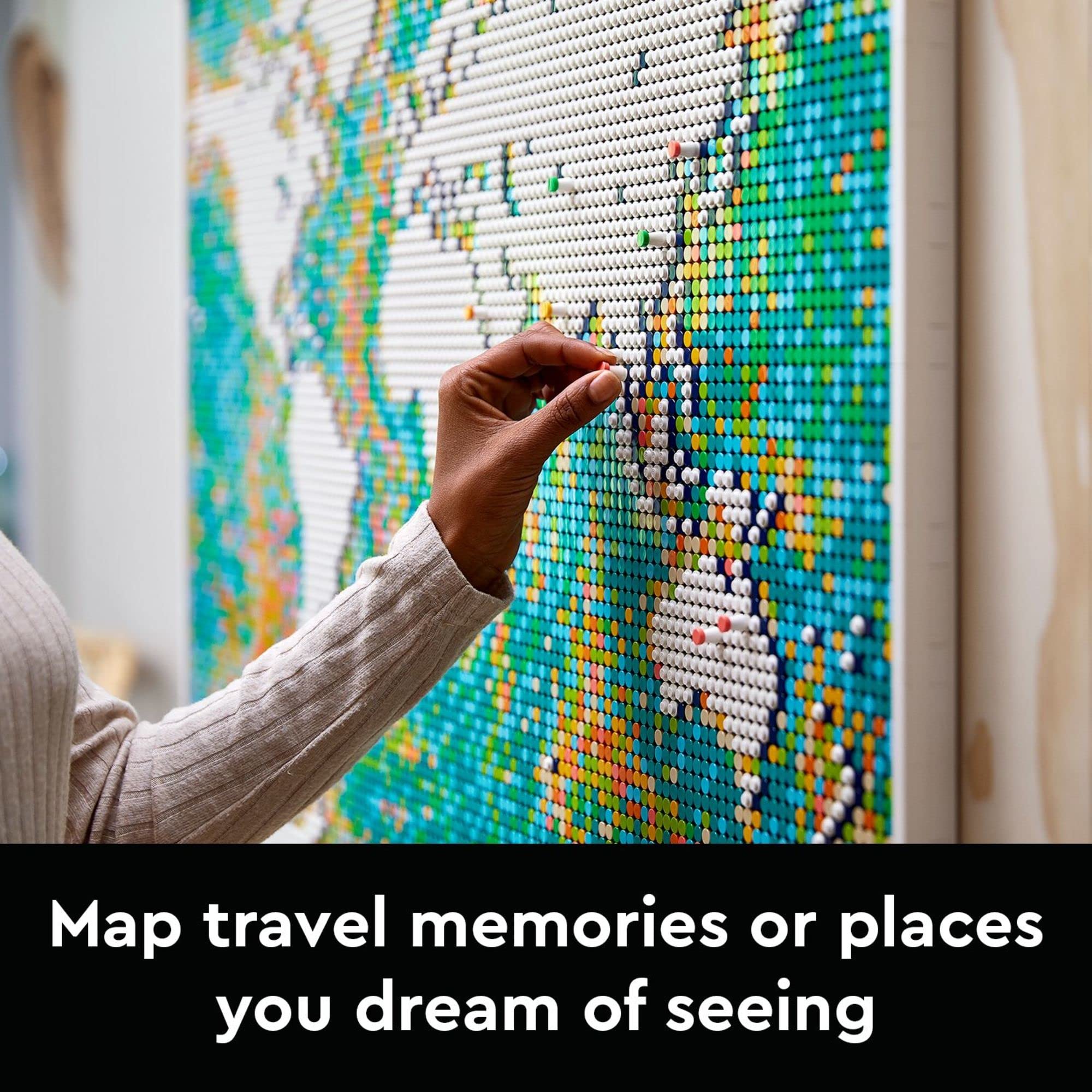 LEGO Art World Map 31203 Building Set - Collectibe Wall Art for Adults, Featuring Accompanying Soundtrack, Great Home Office Decor for Passionate Travelers, DIY Creators, and Map Enthusiasts