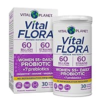 Vital Planet - Vital Flora Women Over 55 Daily Probiotic 60 Billion CFU, 60 Diverse Strains, 7 Organic Prebiotics, Immune Support Shelf Stable Digestive Health Probiotics for Women 30 Capsules