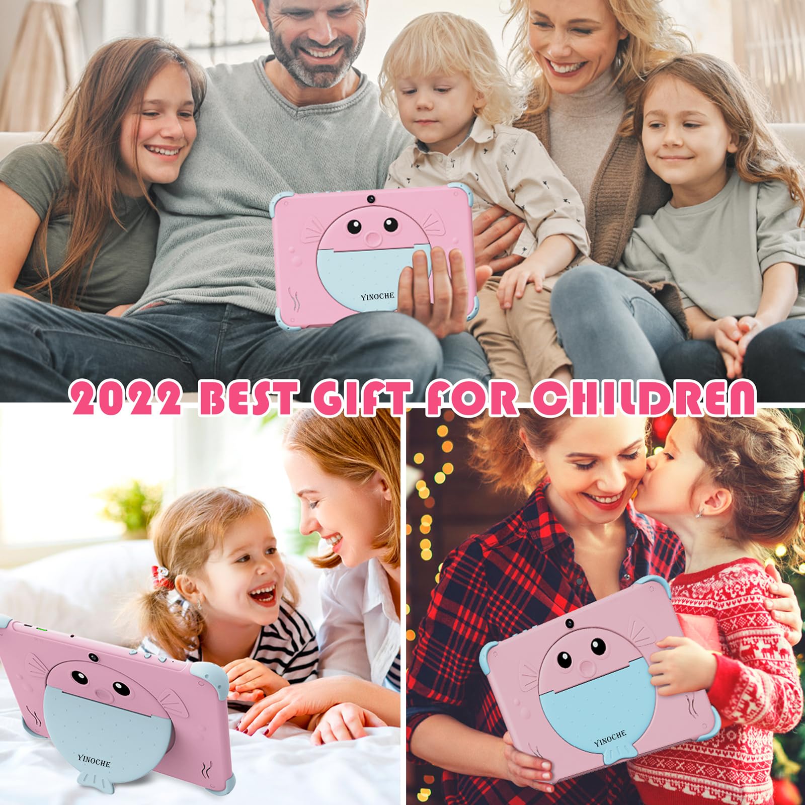 Kids Tablet 10.1 inch Toddler Tablet for Kids WiFi Kids Tablets Android with Dual Camera Android 11.0 2GB 32GB ROM 1280x800 HD IPS Touchscreen Parental Control YouTube Neflix (Pink)