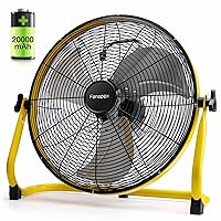 16'' Large Portable Battery Operated Floor Fan, 20000 mAh Cordless Rechargeable Floor Camping Fan for Outdoor, DC 24V, 45dB Low Noise, 4-32 Longer Running Time, 5.8 m/s Air-flow