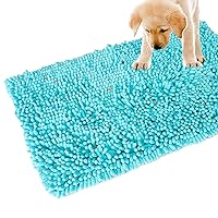 Downtown Pet Supply - Snuffle Mat for Dogs - Chenille Microfiber Mat - Interactive Dog Toy and Slow Dog Treats Dispenser - Washer Safe - Light Blue - 20 x 32 in