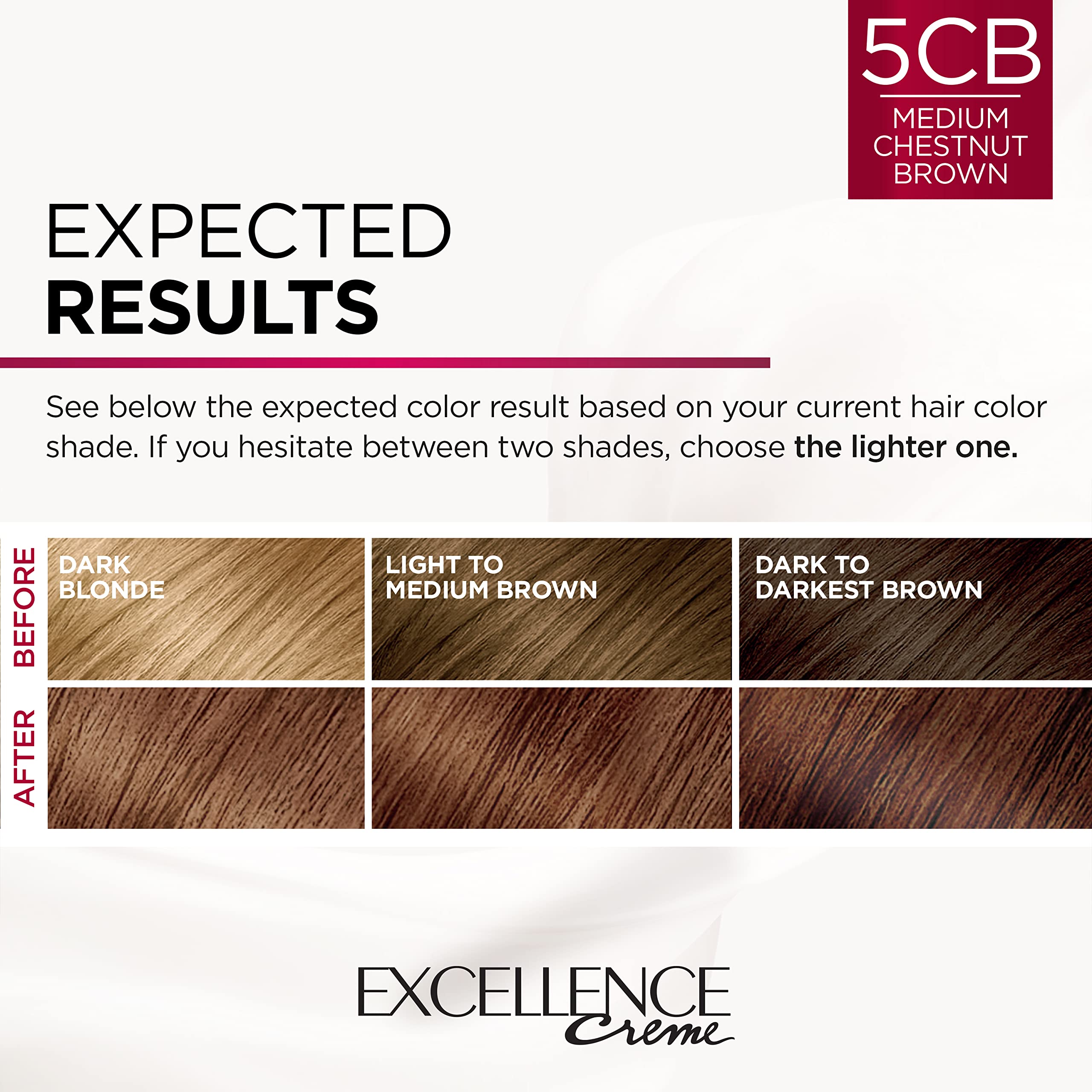 L'Oreal Paris Excellence Creme Permanent Triple Care Hair Color, 5CB Medium Chestnut Brown, Gray Coverage For Up to 8 Weeks, All Hair Types, Pack of 1