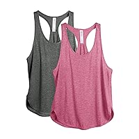 icyzone Women's Racerback Workout Athletic Running Tank Tops Loose Fit (Pack of 2)