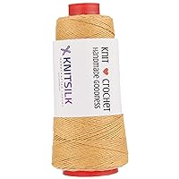 Pure Silk Viscose Blend Yarn in Cones -Premium Quality Silk Yarn for Luxurious,Versatile, and Perfect for Crochet and Knitting,Jewellery,and DIY Projects(8ply -160 Yards-Gold-Pack of 1)