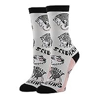 ooohyeah Women's Novelty Animal Fun Saying Crew Socks, Funny Crazy Dress Socks, Stressed Opossum