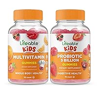 Lifeable Multivitamin Kids + Probiotics 5 Billion Kids, Gummies Bundle - Great Tasting, Vitamin Supplement, Gluten Free, GMO Free, Chewable Gummy