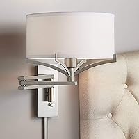 Possini Euro Design Tremont Modern Swing Arm Wall Lamp Brushed Nickel Silver Metal Plug-in 12