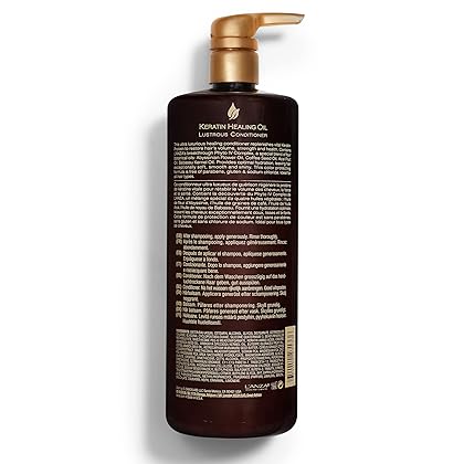 L'ANZA Keratin Healing Oil Lustrous Conditioner, Deep Conditioner for Dry Damaged Hair, Repairs & Boosts Hair Shine & Strength, Sulfate Free, Cruelty Free, Paraben Free Hair Care