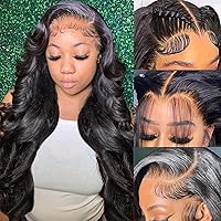 A8 22 inch Lace Front Wig Human Hair Body Wave HD Lace Frontal 13x4 180 Density Glueless Wigs Human Hair Pre Plucked with Baby Hair for Women Natural Black