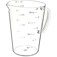 Carlisle FoodService Products 4314507 Commercial Plastic Measuring Cup, 1 Gallon, Clear (Pack of 6)