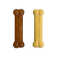 Nylabone Classic Puppy Chew Toy Twin Pack - Puppy Chew Toys for Teething - Puppy Supplies - Chicken & Peanut Butter Flavor, X-Small/Petite (2 Count)