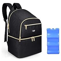 Breastmilk Cooler Bag with Ice Pack, Baby Bottle Bag for Breast Milk, Breastmilk Storage Bag, Double Layer Breast Pump Bag Backpack for Working Moms,Black
