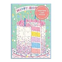 Galison Confetti Birthday Cake – Birthday Greeting and Jigsaw Puzzle Card Includes Color Coordinated Envelope and Sticker Seal