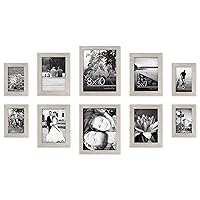 Americanflat 10 Piece Driftwood Picture Frames Collage Wall Decor - Gallery Wall Frame Set with Two 8x10, Four 5x7, and Four 4x6 Frames, Shatter Resistant Glass, Hanging Hardware, and Easel Included