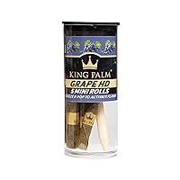 King Palm | Flavor Mini Size | 5 Pack Tube | Natural Slow Burning Pre-Rolled Palm Leafs with Filter Tip (Grape HD)