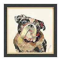 Empire Art Direct English Bulldog Dimensional Art Collage Hand Signed by Alex Zeng Framed Graphic Dog Wall Art, 17