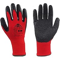ACTIVE GEAR Safety Work Gloves, for Protection and Extreme Gripping Power, in Construction, Logistics, Maintenance and Gardening, Red, 8 Pairs (Size 9 / L)