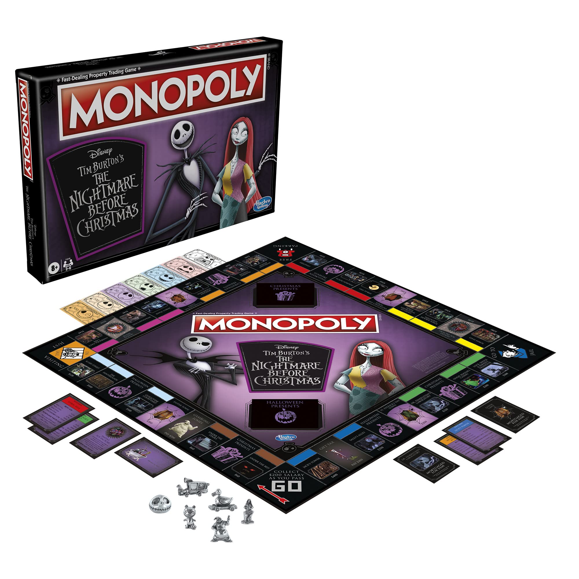 Monopoly: Disney Tim Burton's The Nightmare Before Christmas Edition Board Game, Fun Family Game, Board Game for Kids Ages 8 and Up (Amazon Exclusive)