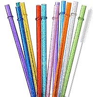 Reusable Straws,Set of 8 Long 8.5 Inch Stainless Steel Metal Straws, 4  Silicone Straws, Includes 2 Cleaning Brushes, Compatible With  Tumblers,YETI, RTIC, Ozark Fits 20 Ounce 