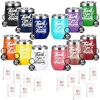 Gtmileo Thank You Gifts, 12 Pack Thank You For Being Awesome Insulated Tumbler Bulk Coworker gifts for Women Men, Appreciation Christmas Gifts for Coworker Friend Teacher with Keychain Gift Bag, 12oz