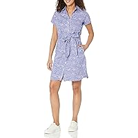 Foxcroft Women's Plus Size Rocca Short Sleeve Croc Print Dress, IRIS Bloom