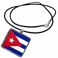 InspirationzStore Flags - Flag of Cuba - Cuban blue stripes red triangle white star - Caribbean island country world flags - Necklace With Rectangle Pendant (ncl_158302)