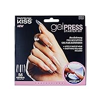 KISS GelPress Professional Gel Nail Starter Kit, Includes 56 Pre-Sculpted Gel Nail Extensions, UV Gel, 1 LED Lamp, 6.7 mL Primer, 1 Nail File, 1 Manicure Stick