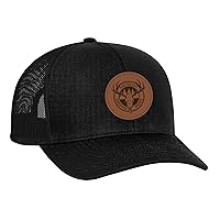 Men's Wild Deer Hunt The Sign Laser Engraved Leather Patch Trucker Hat