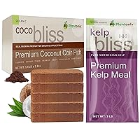 Coco Bliss 650gm Bricks (5-Pack) + Kelp Bliss (5lbs) - Kelp Meal Fertilizer & Coco Coir for Plants - Organic Kelp Fertilizer for Plants - Organic Coco Coir with Low EC & pH Balance - Potting Soil Mix