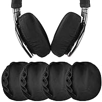 Geekria 2 Pairs Flex Fabric Headphones Ear Covers, Washable & Stretchable Sanitary Earcup Protectors for Over-Ear Headset Ear Pads, Sweat Cover for Gym, Gaming (Size M/Black)