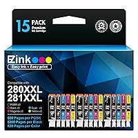 E-Z Ink (TM Compatible Ink Cartridge Replacement for Canon PGI-280XXL CLI-281XXL to use with PIXMA TR7520 TR8520 TS6120 TS6220 TS6320 TS8120 TS8220 TS9120 TS9520 TS9521C Printer (15 Pack)