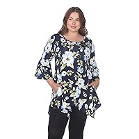 Blanche Tunic Top with High Low Hemline & Printed Flower