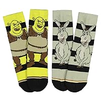 DreamWorks Shrek Boys' Socks Donkey And Shrek 2 Pairs Kids Athletic Crew Socks