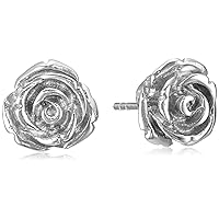 Amazon Collection 925 Sterling Silver Rose Gold Earrings for Women, Nickel-Free Hypoallergenic Jewelry Gift, Push Back Stud Earrings