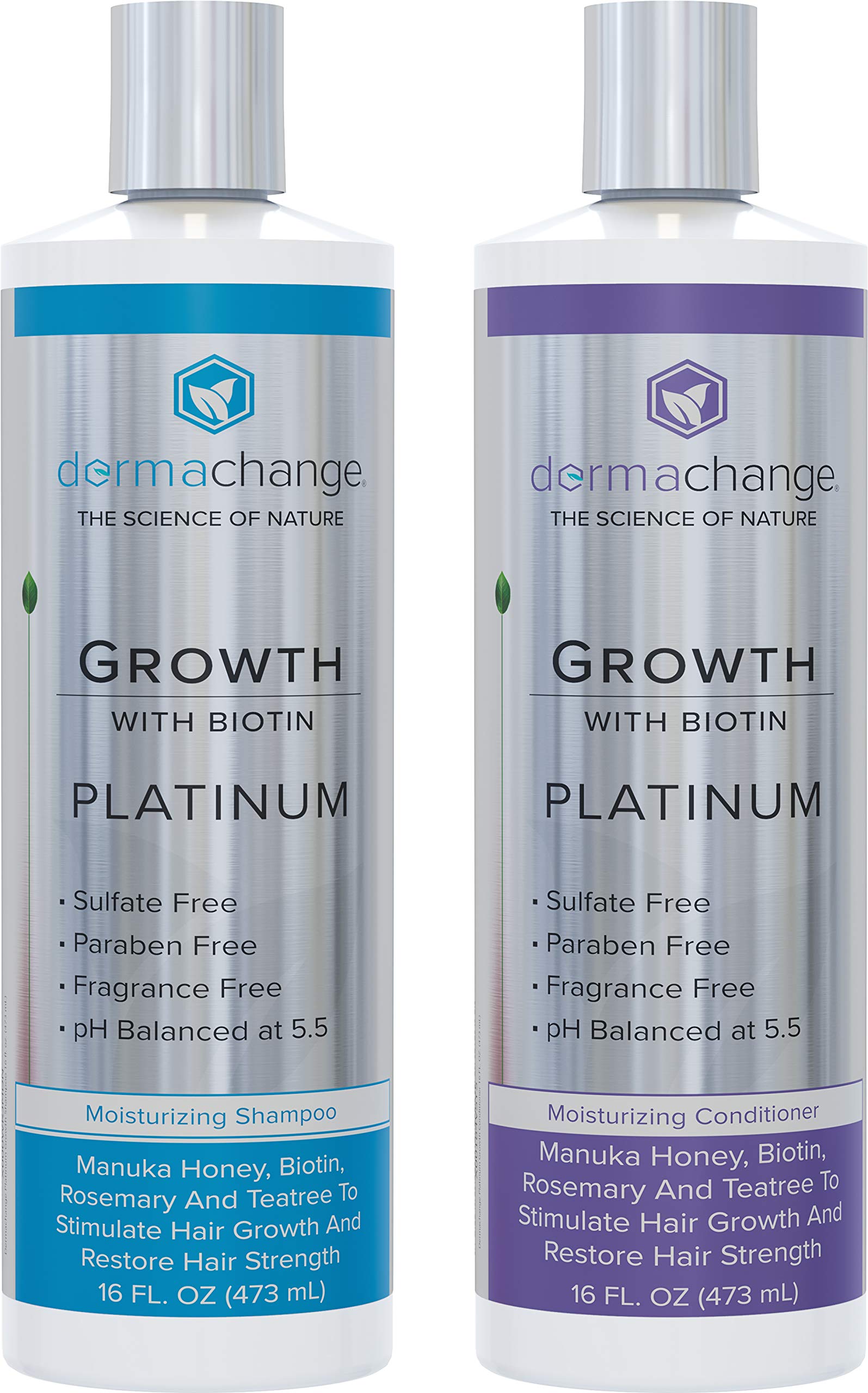 Hair Growth Shampoo and Conditioner Set - Biotin Shampoo for Thinning Hair and Hair Loss - Sulfate Free Shampoo for Color Treated Hair and Deep Conditioner for Dry Damaged Hair - Made in USA (16 oz)