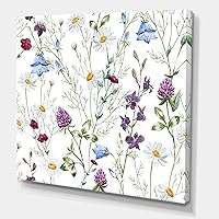 Wildflowers Chamomile and Clover Bell I Traditional Canvas Wall Art, 36x36, Purple