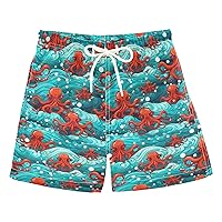 Boys Swim Trunks Cute Red Octopus Toddler Swim Shorts Boys Bathing Suit Swimsuit Toddler Boy Swimwear 2T 202a7701
