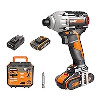 WORX NITRO WX261 Cordless Impact Wrench 20 V - Brushless Motor - Cordless Screwdriver with Hexagonal Socket (Wood/Mounting Construction) - 230 Nm Torque - Ergonomic Design - With 2 x 2.0 Ah Batteries