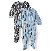 The Children's Place Baby Boys' and Toddler Fleece Zip-Front One Piece Footed Pajamas 2-Pack