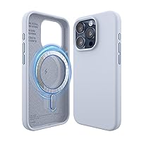 elago Magnetic Silicone Case Compatible with iPhone 15 Pro Case 6.1 Inch Compatible with All MagSafe Accessories - Built-in Magnets, Soft Grip Silicone, Shockproof (Light Blue)