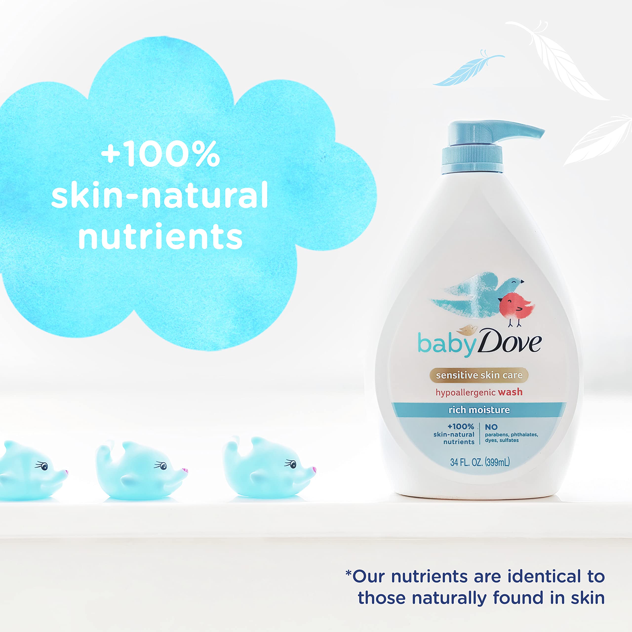 Baby Dove Sensitive Skin Care Baby Wash Rich Moisture For Baby Bath Time Tear-Free and Hypoallergenic 34 oz