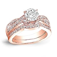 IGI Certified 14k Gold Round-Cut Diamond Bridal Set (1 1/2 cttw, H-I color, SI2-I1 clarity) Size 4-9